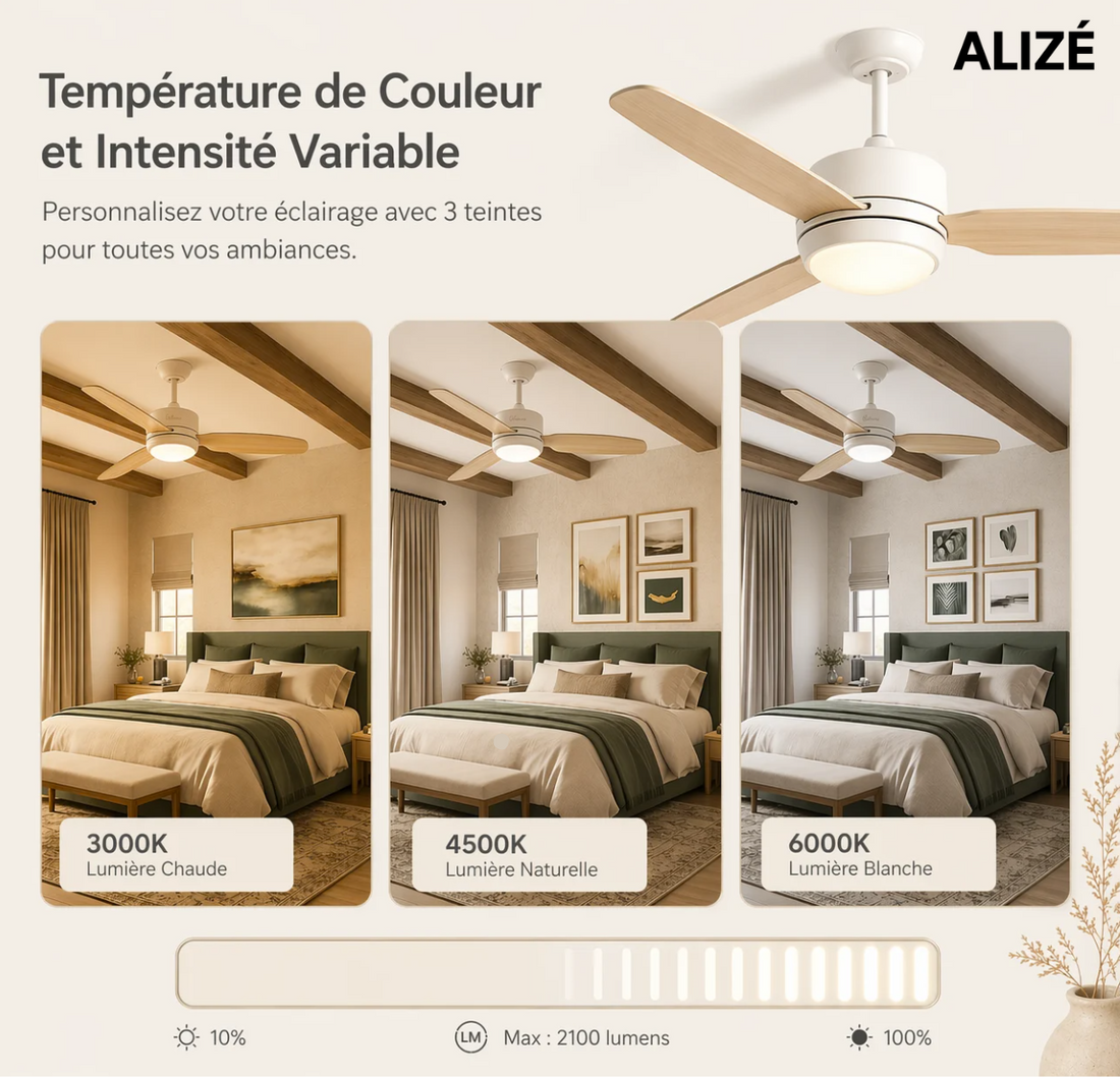 Calisto | Ventilateur design LED télécommande 107 cm