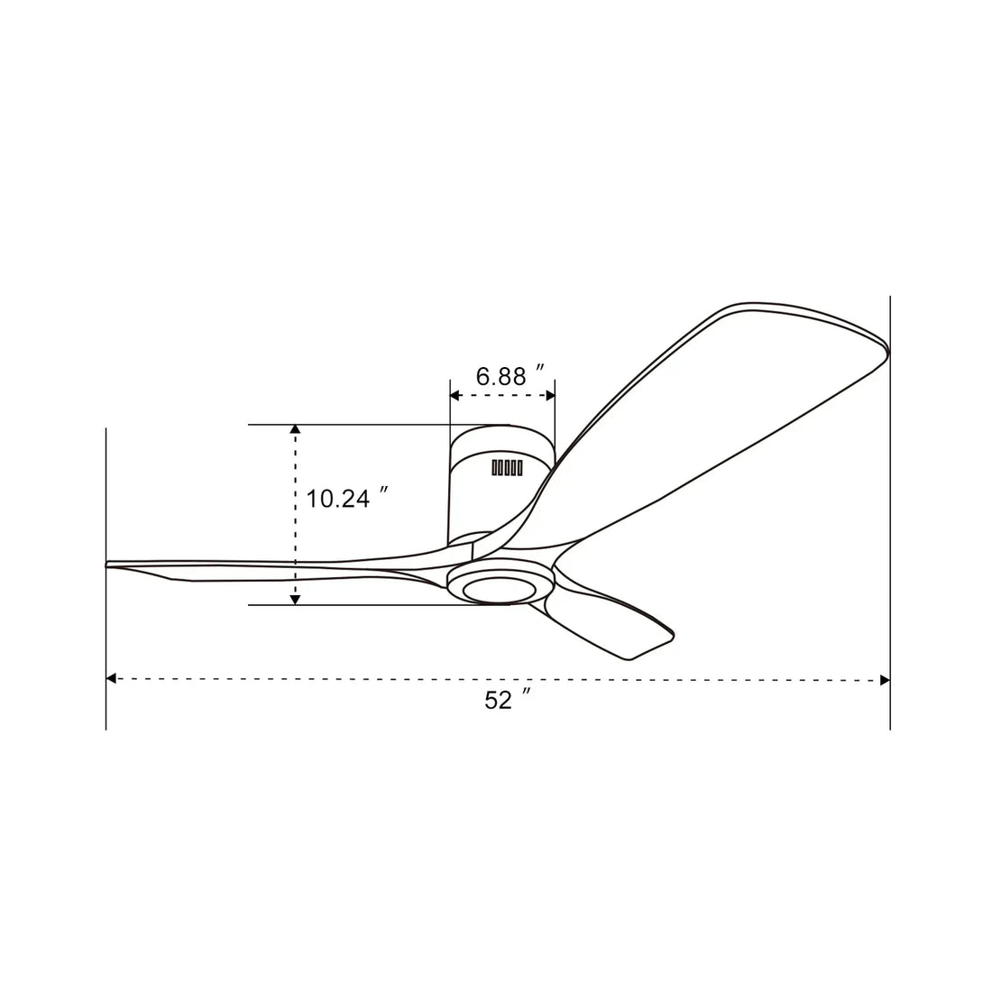 Ventilateur de plafond 52″ encastré - Sans lumière, acier & bois