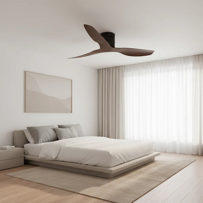 Atlas — Ventilateur ultra-plat noir et bois foncé
