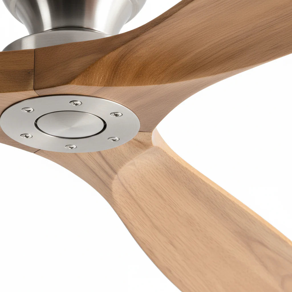 Frida | Ventilateur bois massif naturel et argent