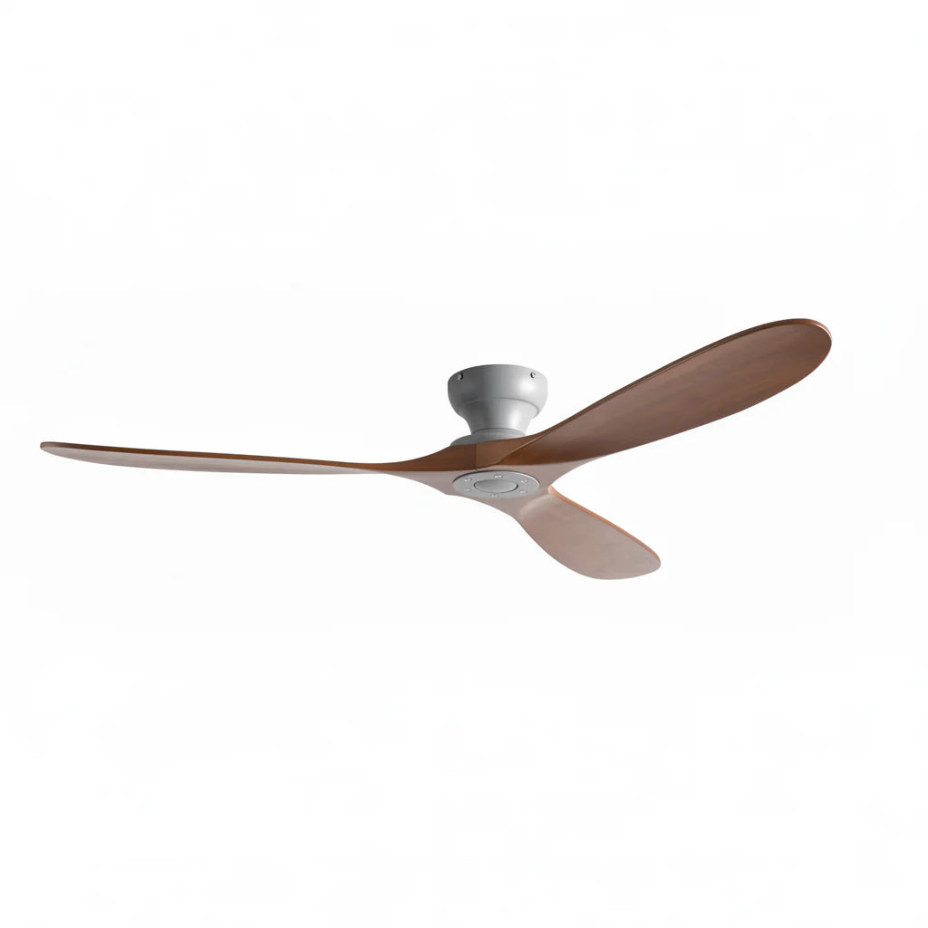 Skadi | Ventilateur bois massif foncé et gris