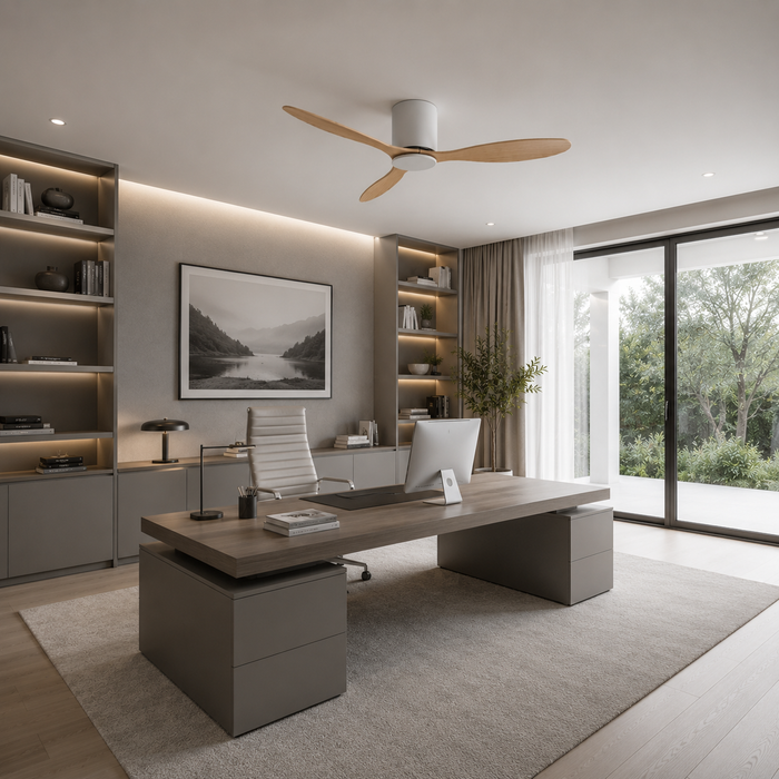 Axiom — Ventilateur moteur DC blanc et bois clair