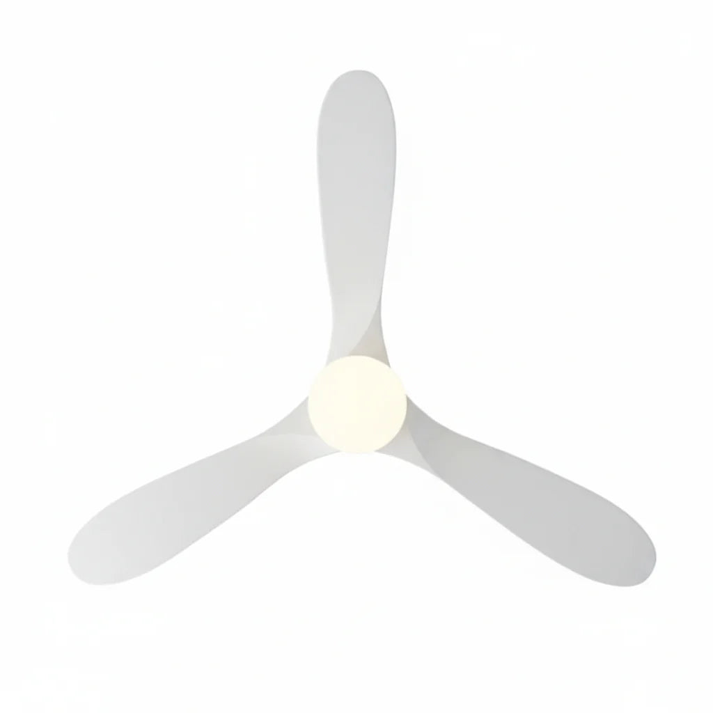 Brise | Ventilateur vintage blanc et bois blanc, LED