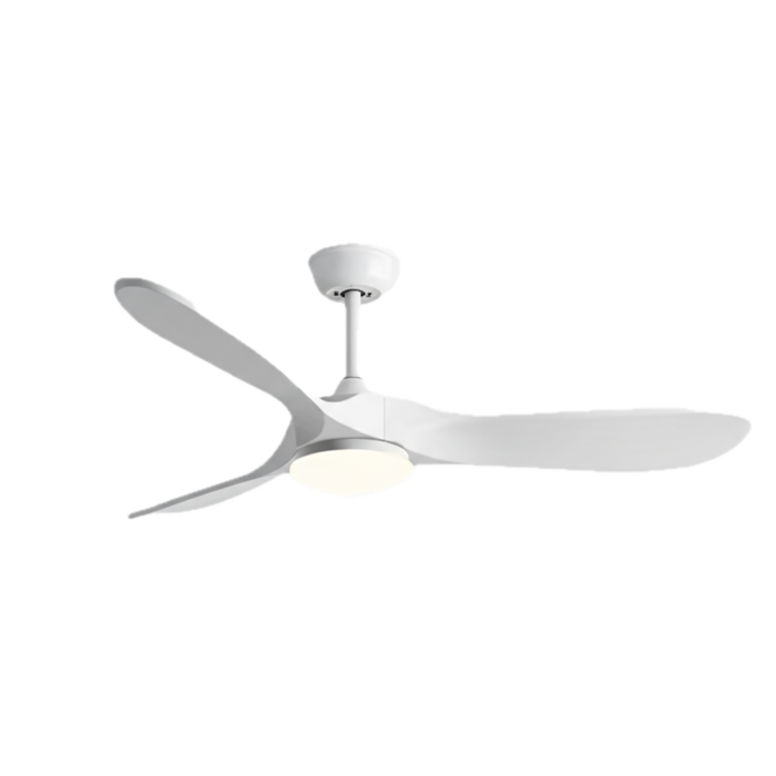 Brise — Ventilateur vintage blanc et bois blanc, LED