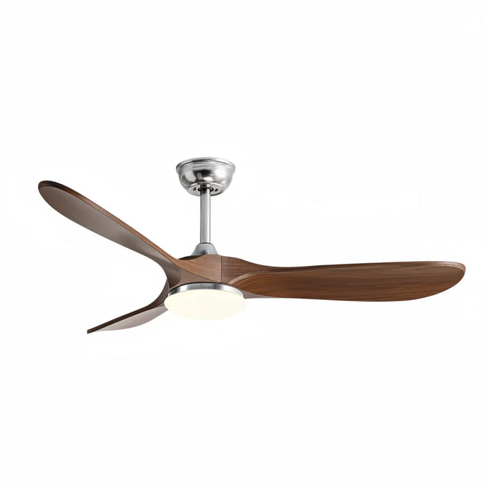Khamsin — Ventilateur vintage argent et bois foncé, LED