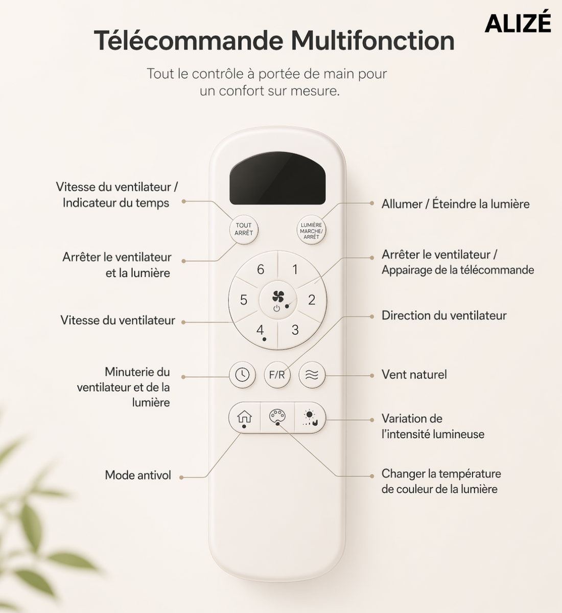 Calisto | Ventilateur design LED télécommande 107 cm