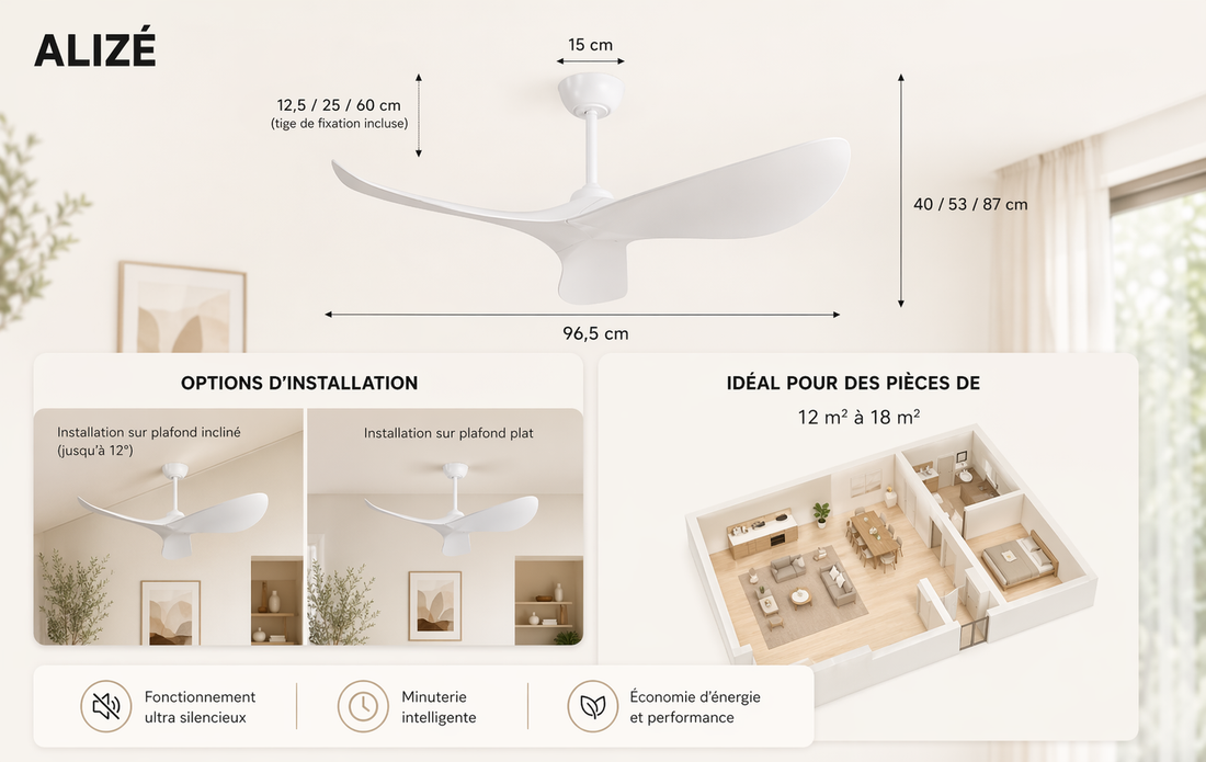 Capraia | Ventilateur design télécommande 97 cm