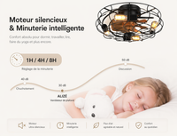 Oslo | Ventilateur cage éclairage télécommande 51 cm — vue 6