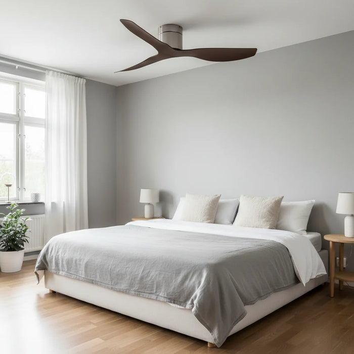 Verso — Ventilateur ultra-plat argent et bois foncé