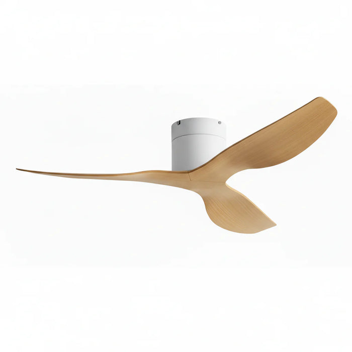 Aspen — Ventilateur ultra-plat blanc et bois clair