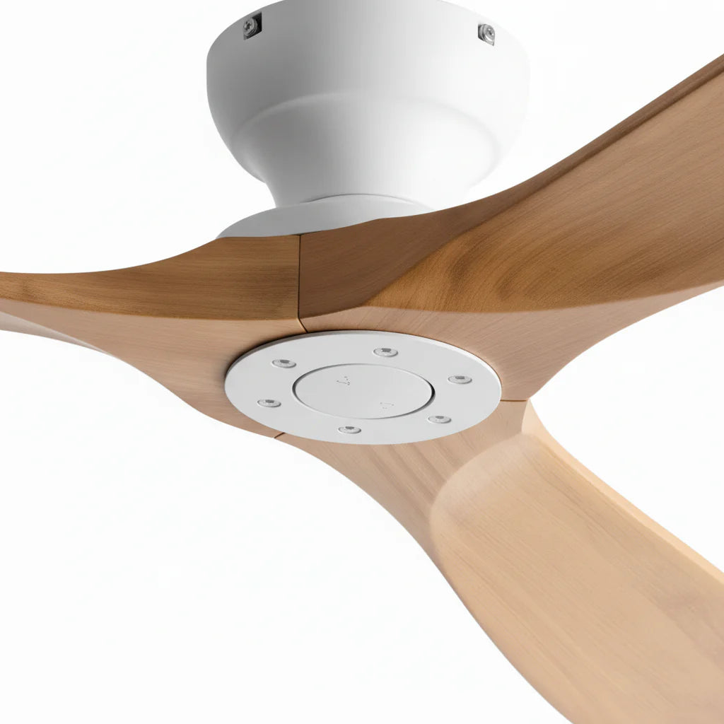 Bjorn | Ventilateur bois massif naturel et blanc