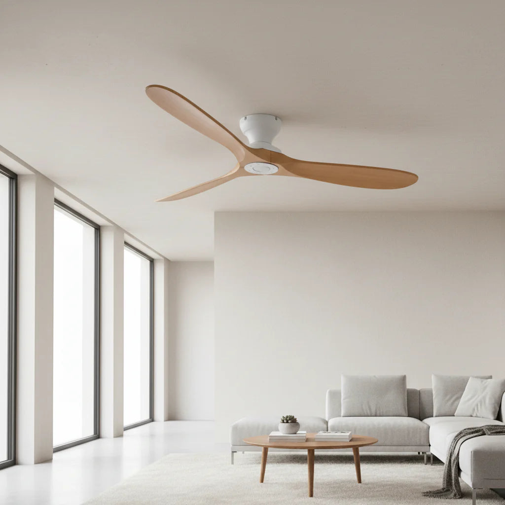 Bjorn — Ventilateur bois massif naturel et blanc