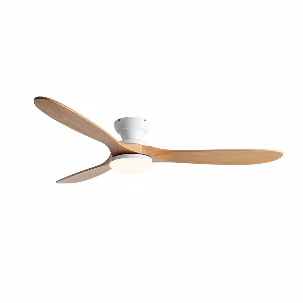 Lumi | Ventilateur éclairage LED bois naturel et blanc