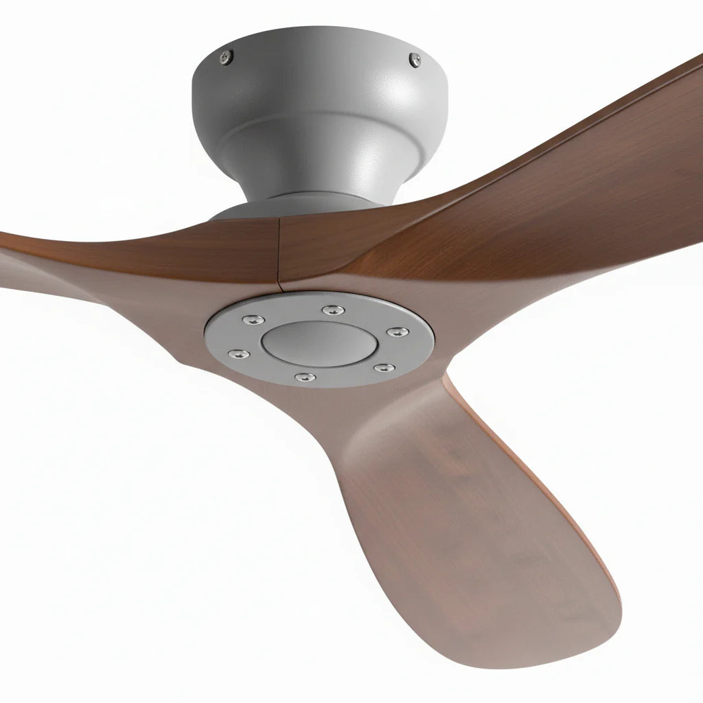 Skadi | Ventilateur bois massif foncé et gris