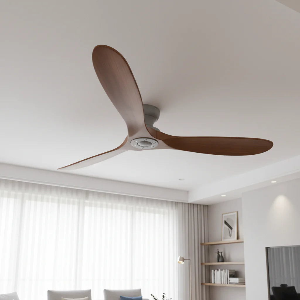 Skadi | Ventilateur bois massif foncé et gris