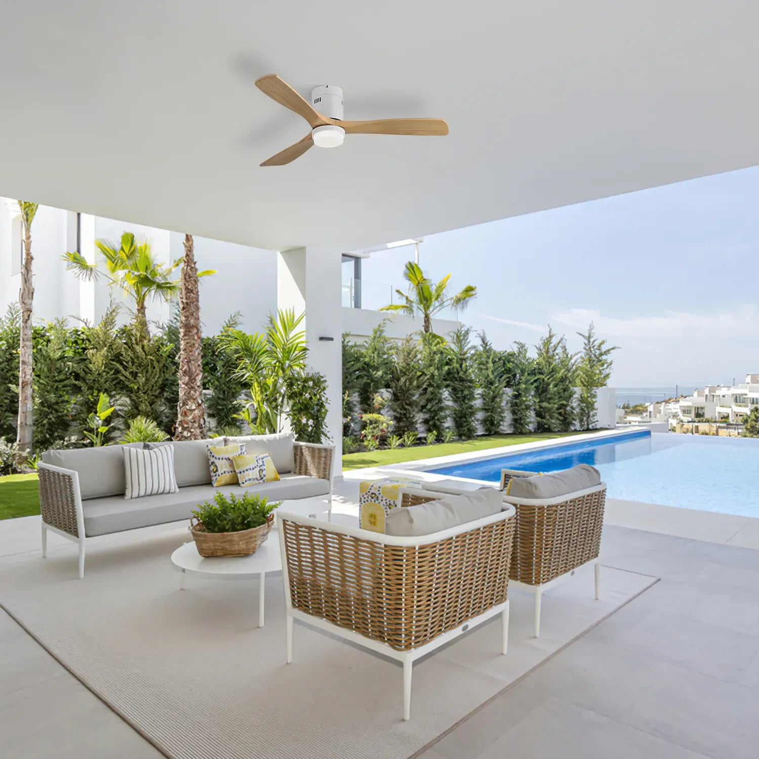 Miami | Ventilateur de plafond 132cm Aura - Pales effet bois & LED intégrée