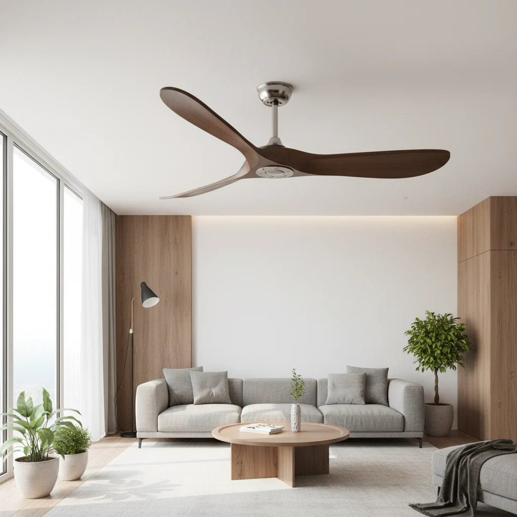 Aquilon — Ventilateur vintage argent et bois foncé