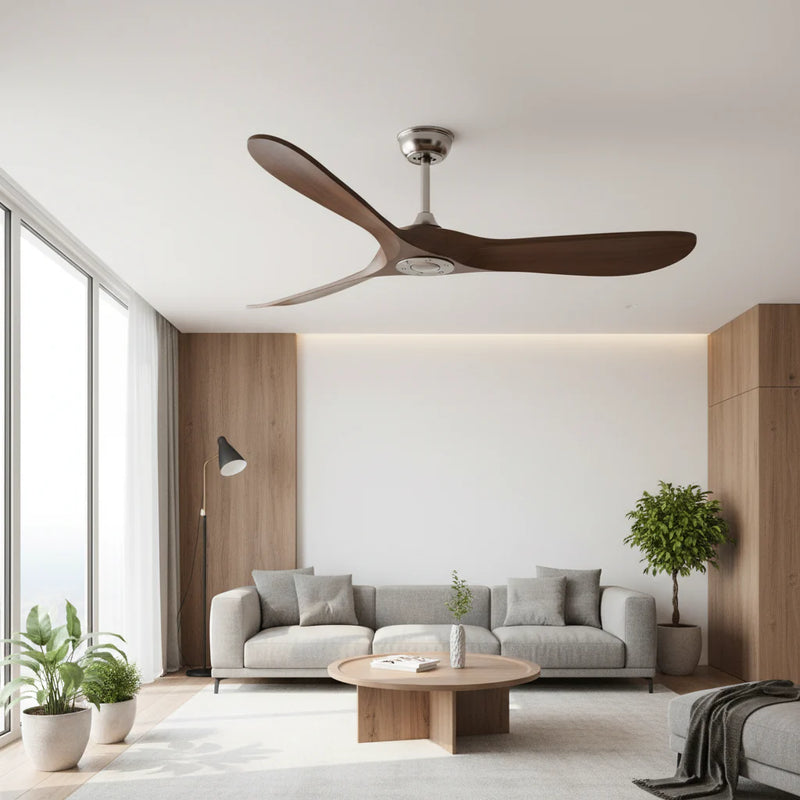 Aquilon — Ventilateur vintage argent et bois foncé