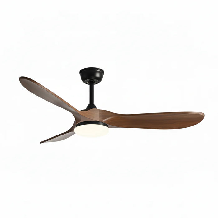 Mistral — Ventilateur vintage noir et bois foncé, LED